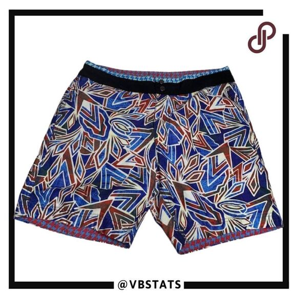 Robert Graham Size 32W x 6IS Blue/Red/White/Black Graphic Design Swim Trunks